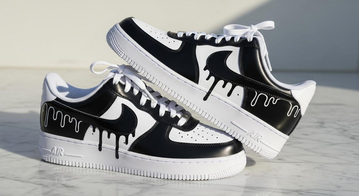 Black Paint Custom Air Force 1 | Hand-Painted Shoes l Father's Day Gift | Birthday Gift for Him | Unique Art Shoes