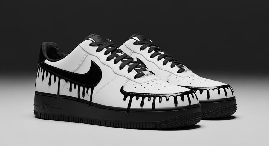 Black Paint Custom Air Force 1 | Hand-Painted Shoes l Father's Day Gift | Birthday Gift for Him | Unique Art Shoes