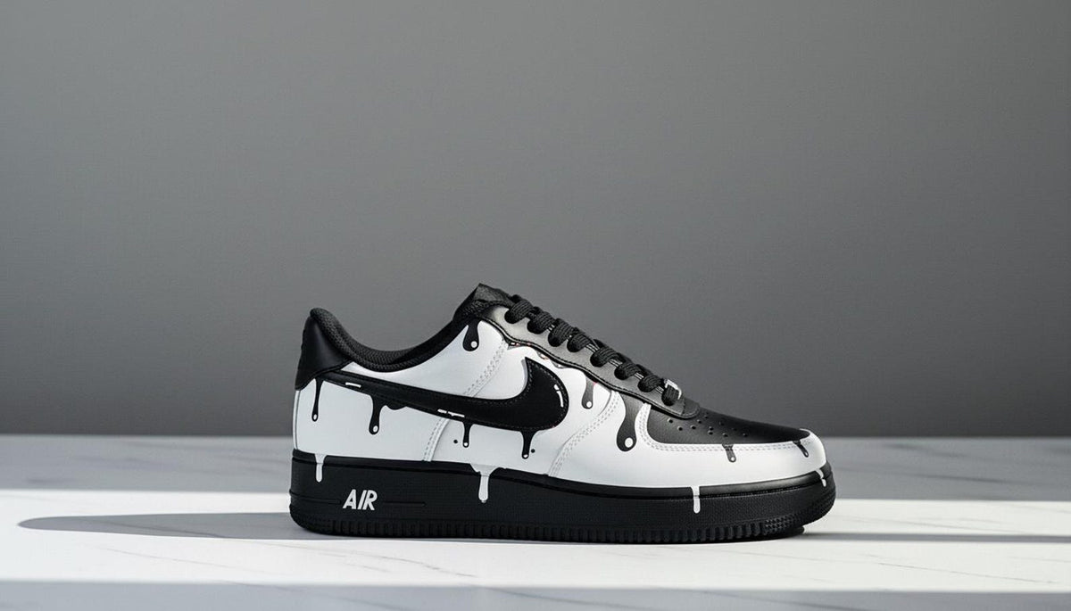 Black Paint Custom Air Force 1 | Hand-Painted Shoes l Father's Day Gift | Birthday Gift for Him | Unique Art Shoes