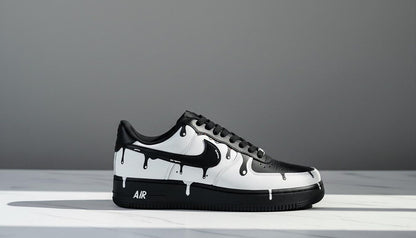 Black Paint Custom Air Force 1 | Hand-Painted Shoes l Father's Day Gift | Birthday Gift for Him | Unique Art Shoes