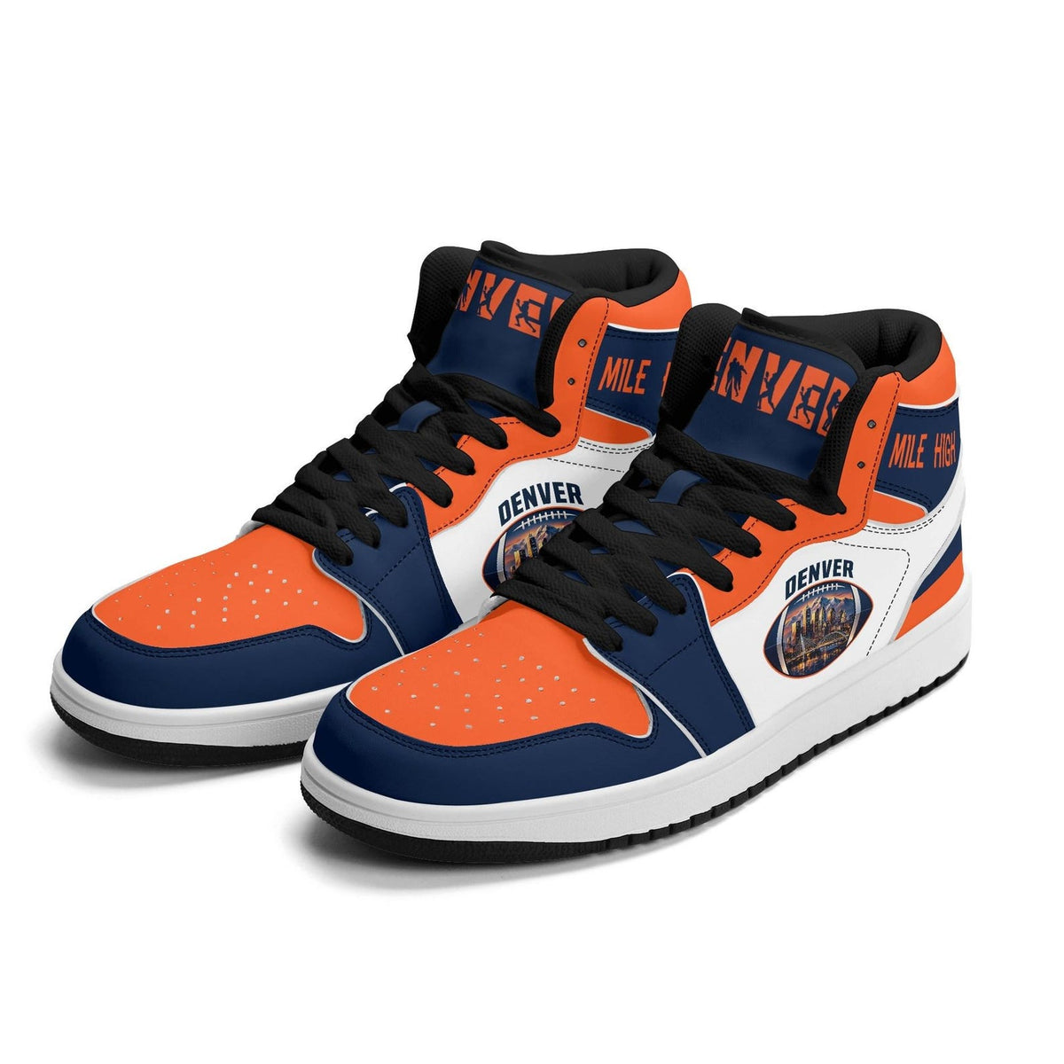 Denver Football Team Shoes for Men & Women Team Themed Football Sport Sneakers Custom Denver Football White Shoes Denver Gift Rocky Mountain
