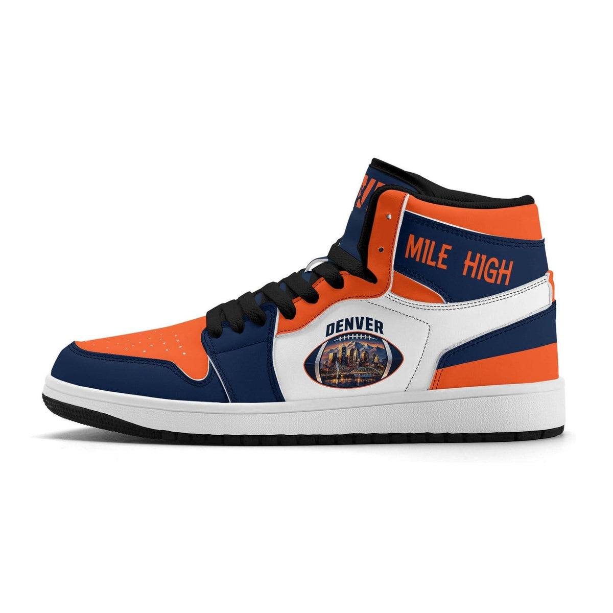 Denver Football Team Shoes for Men & Women Team Themed Football Sport Sneakers Custom Denver Football White Shoes Denver Gift Rocky Mountain