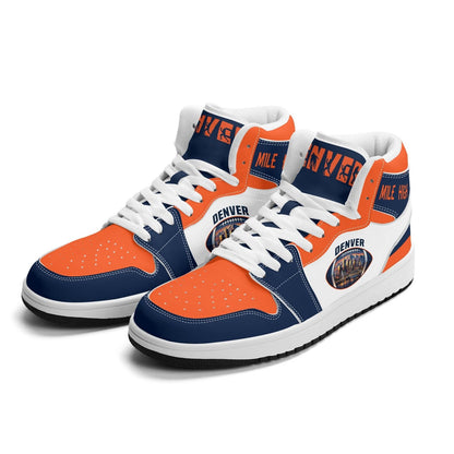 Denver Football Team Shoes for Men & Women Team Themed Football Sport Sneakers Custom Denver Football White Shoes Denver Gift Rocky Mountain