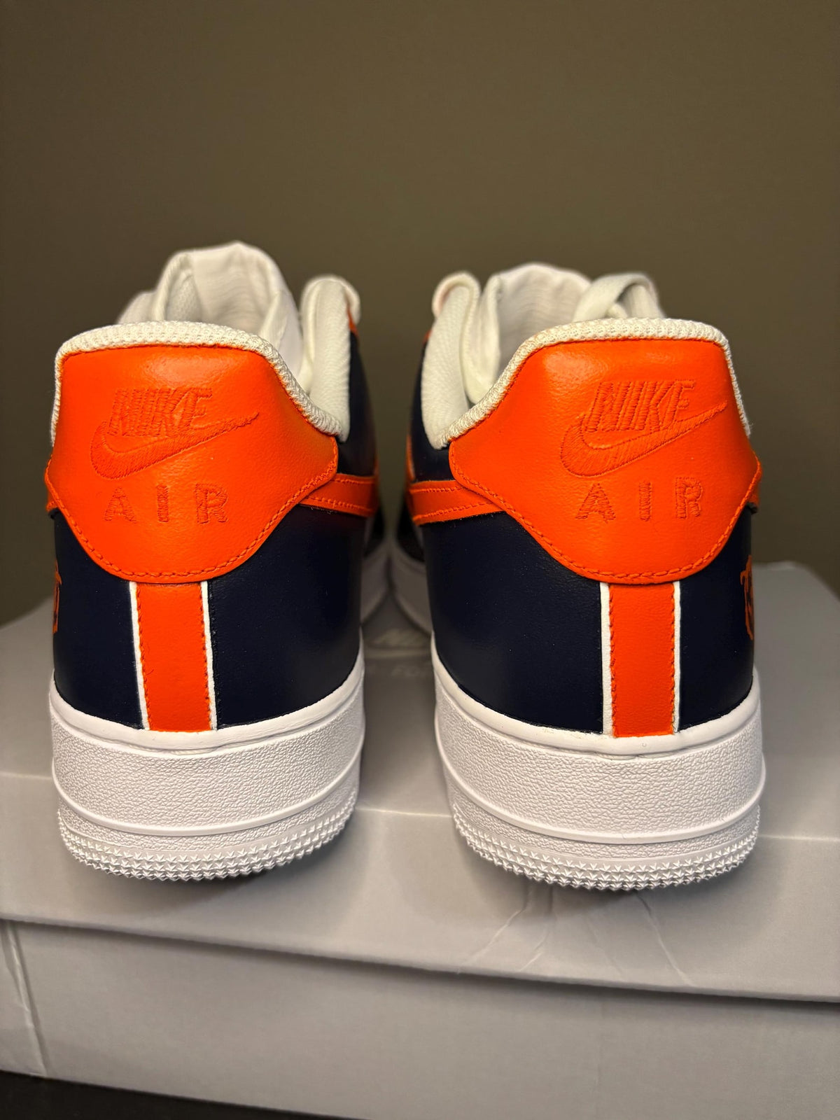 Custom Nike Air Force 1 Chicago Bears “Bear Down” Shoes Orange Navy