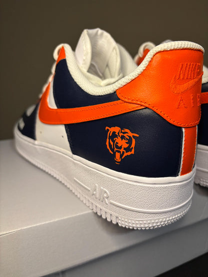 Custom Nike Air Force 1 Chicago Bears “Bear Down” Shoes Orange Navy