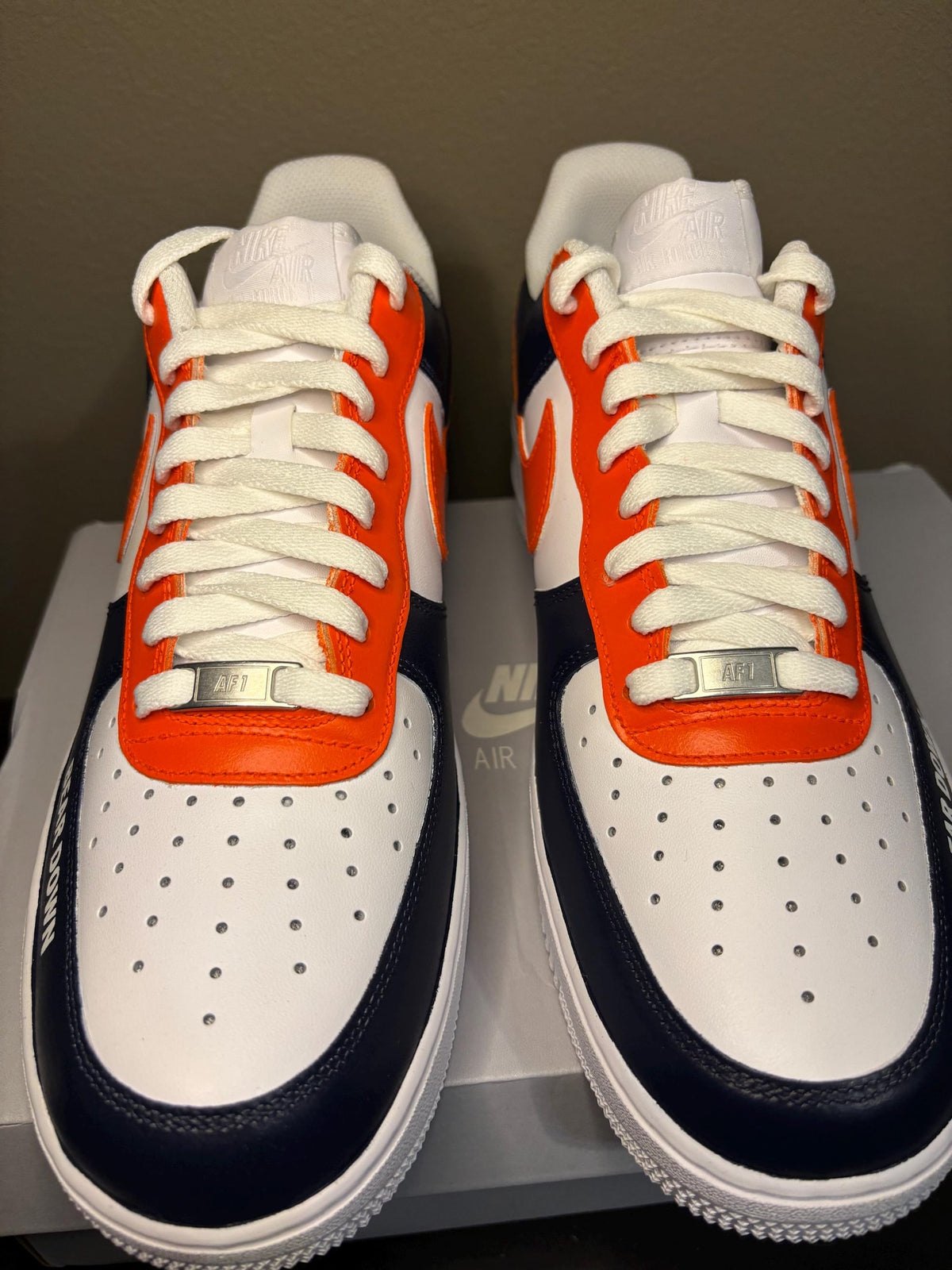 Custom Nike Air Force 1 Chicago Bears “Bear Down” Shoes Orange Navy