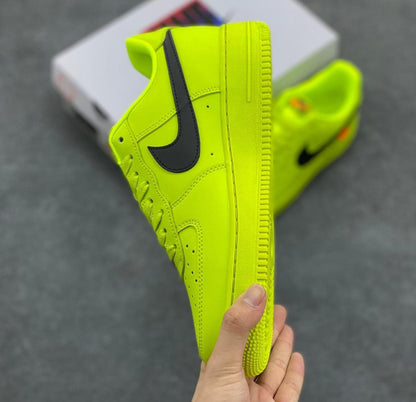 Custom neon green Air Force 1 sneakers, handmade
