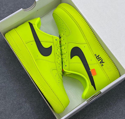 Custom neon green Air Force 1 sneakers, handmade