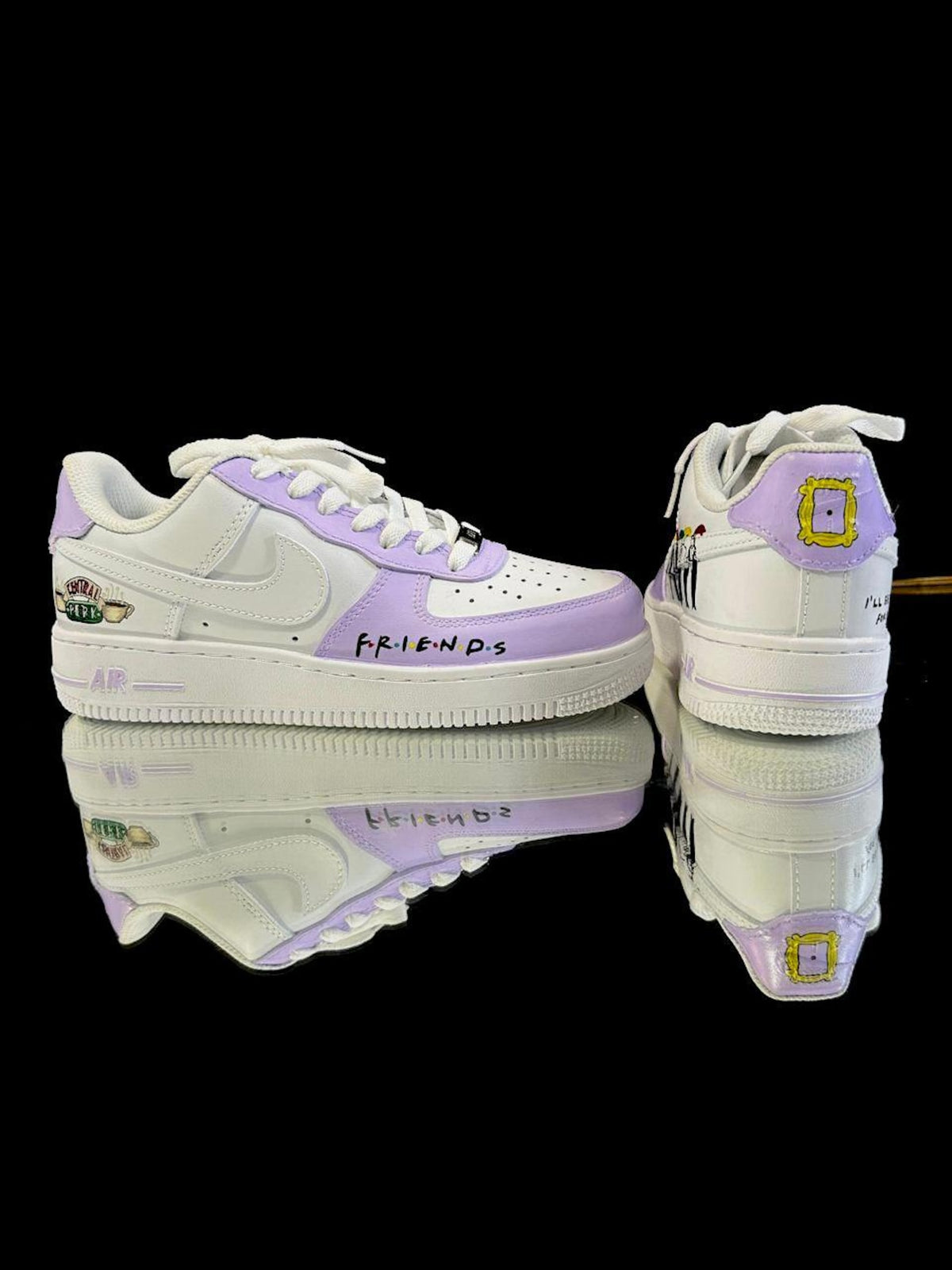 Hand-Painted Sitcom Sneakers | Lavender Custom AF1 Style