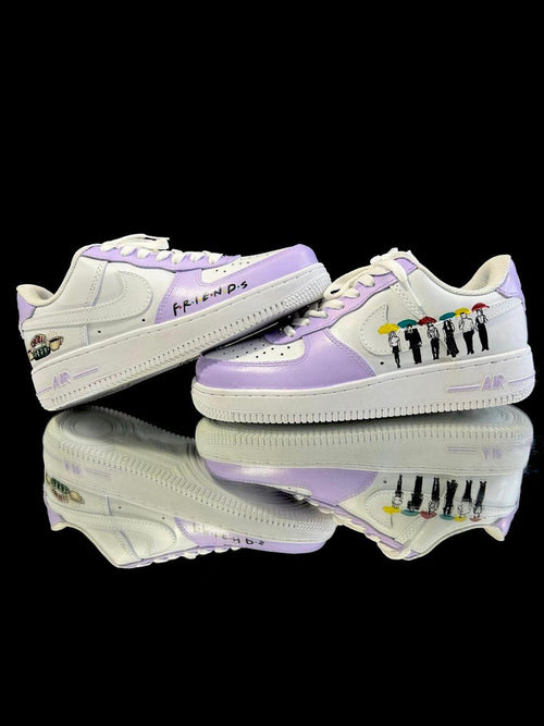 Hand-Painted Sitcom Sneakers | Lavender Custom AF1 Style