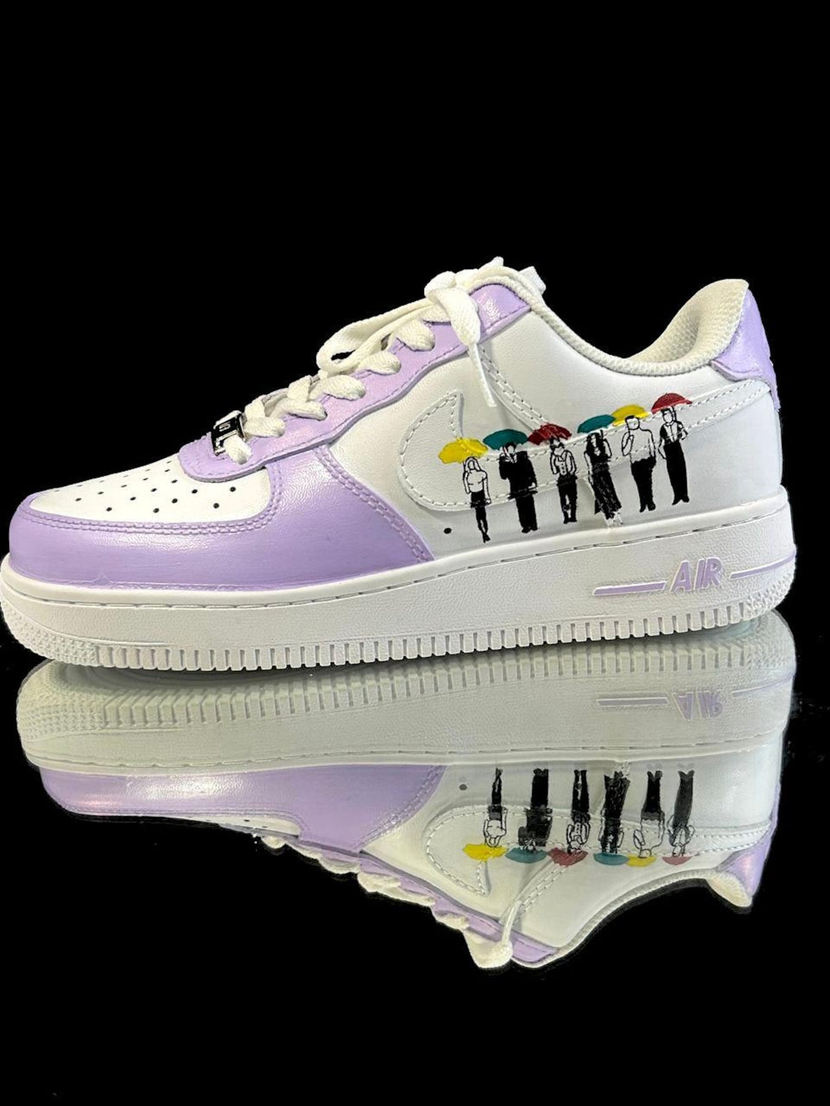 Hand-Painted Sitcom Sneakers | Lavender Custom AF1 Style