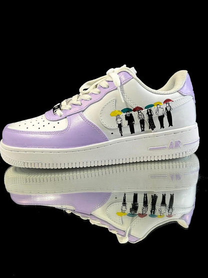 Hand-Painted Sitcom Sneakers | Lavender Custom AF1 Style