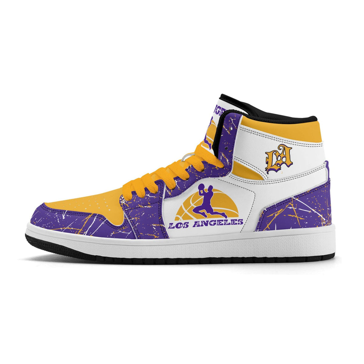 Los Angeles Basketball Team Sneakers for Men & Women Team Themed Basketball Sport Shoes Custom Sneakers LA Purple Gold Sneakers Gifts Unisex