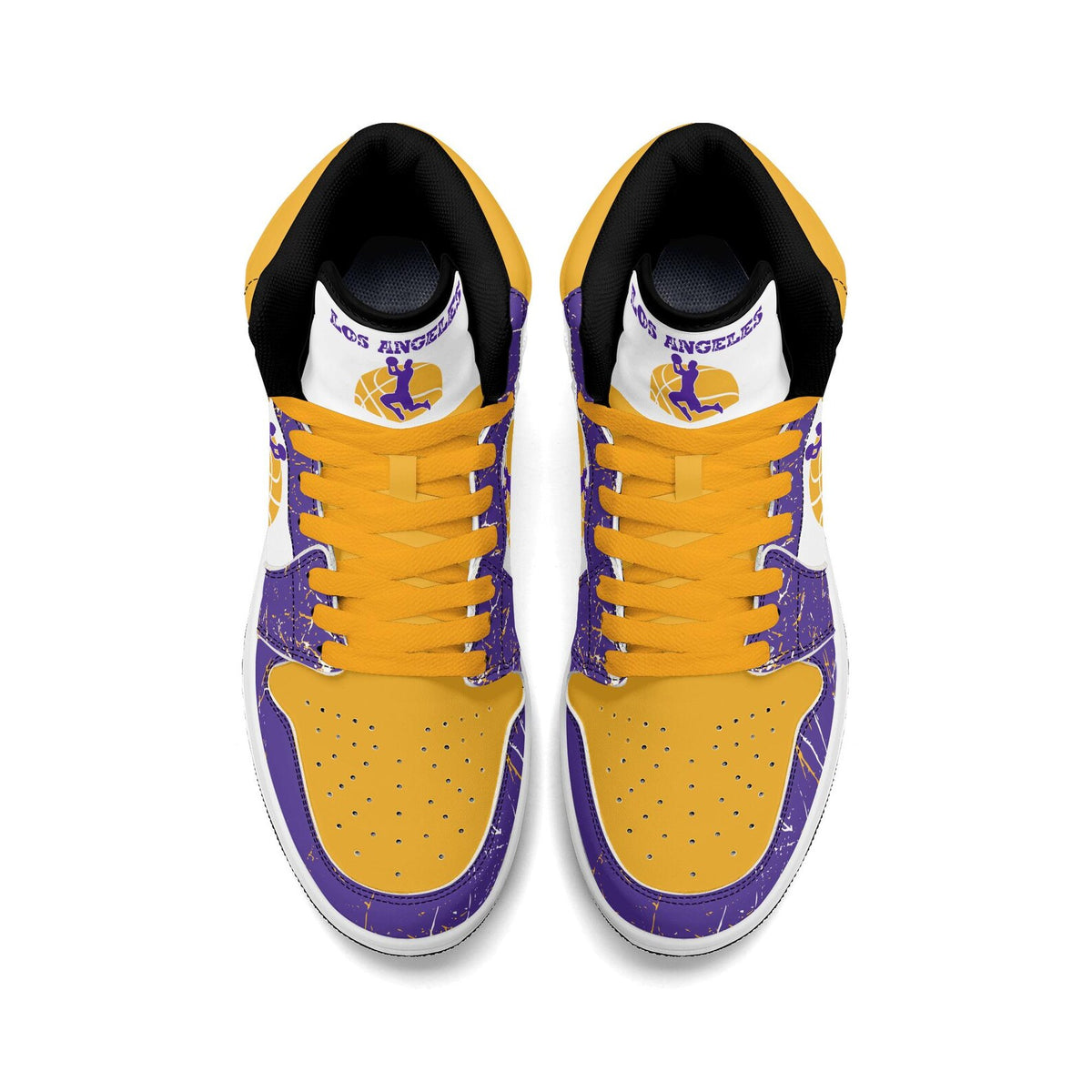 Los Angeles Basketball Team Sneakers for Men & Women Team Themed Basketball Sport Shoes Custom Sneakers LA Purple Gold Sneakers Gifts Unisex