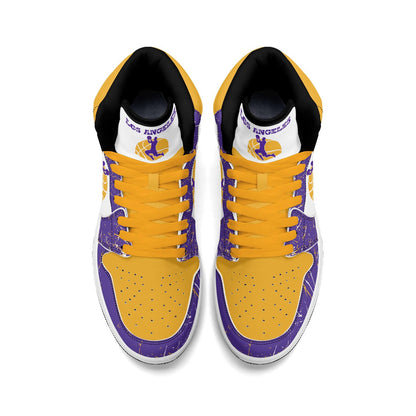 Los Angeles Basketball Team Sneakers for Men & Women Team Themed Basketball Sport Shoes Custom Sneakers LA Purple Gold Sneakers Gifts Unisex