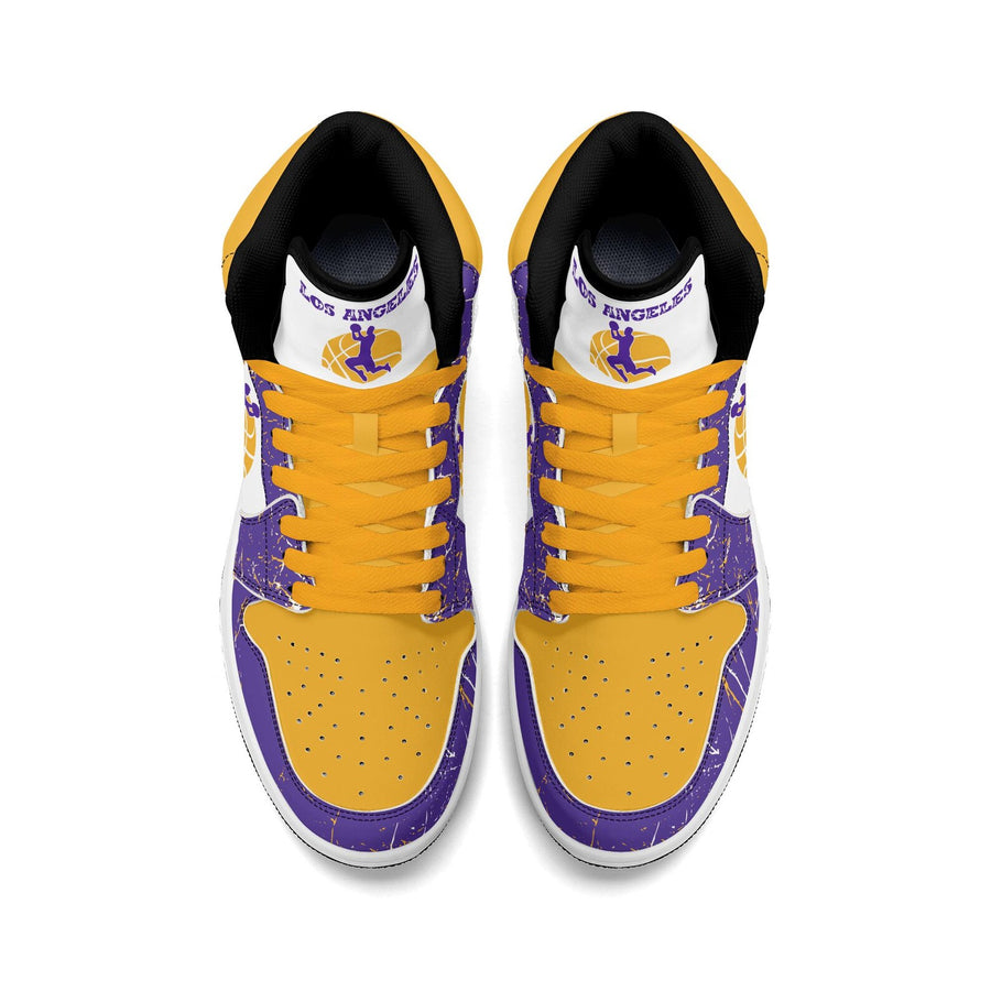Los Angeles Basketball Team Sneakers for Men & Women Team Themed Basketball Sport Shoes Custom Sneakers LA Purple Gold Sneakers Gifts Unisex