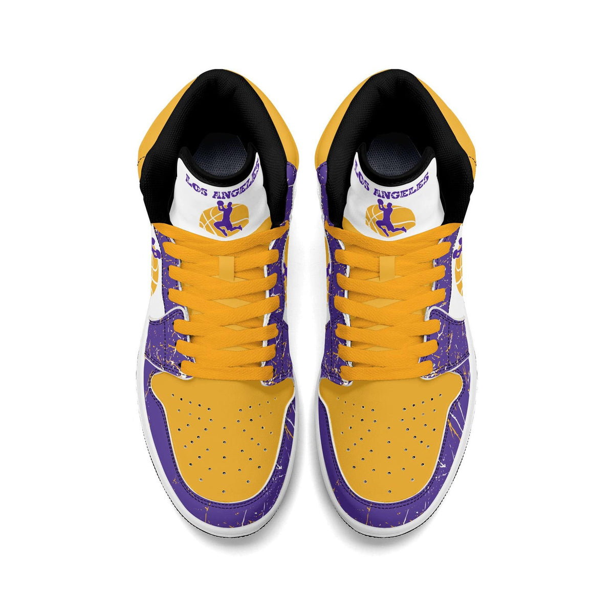 Los Angeles Basketball Team Sneakers for Men & Women Team Themed Basketball Sport Shoes Custom Sneakers LA Purple Gold Sneakers Gifts Unisex