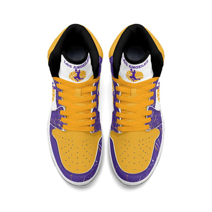Los Angeles Basketball Team Sneakers for Men & Women Team Themed Basketball Sport Shoes Custom Sneakers LA Purple Gold Sneakers Gifts Unisex