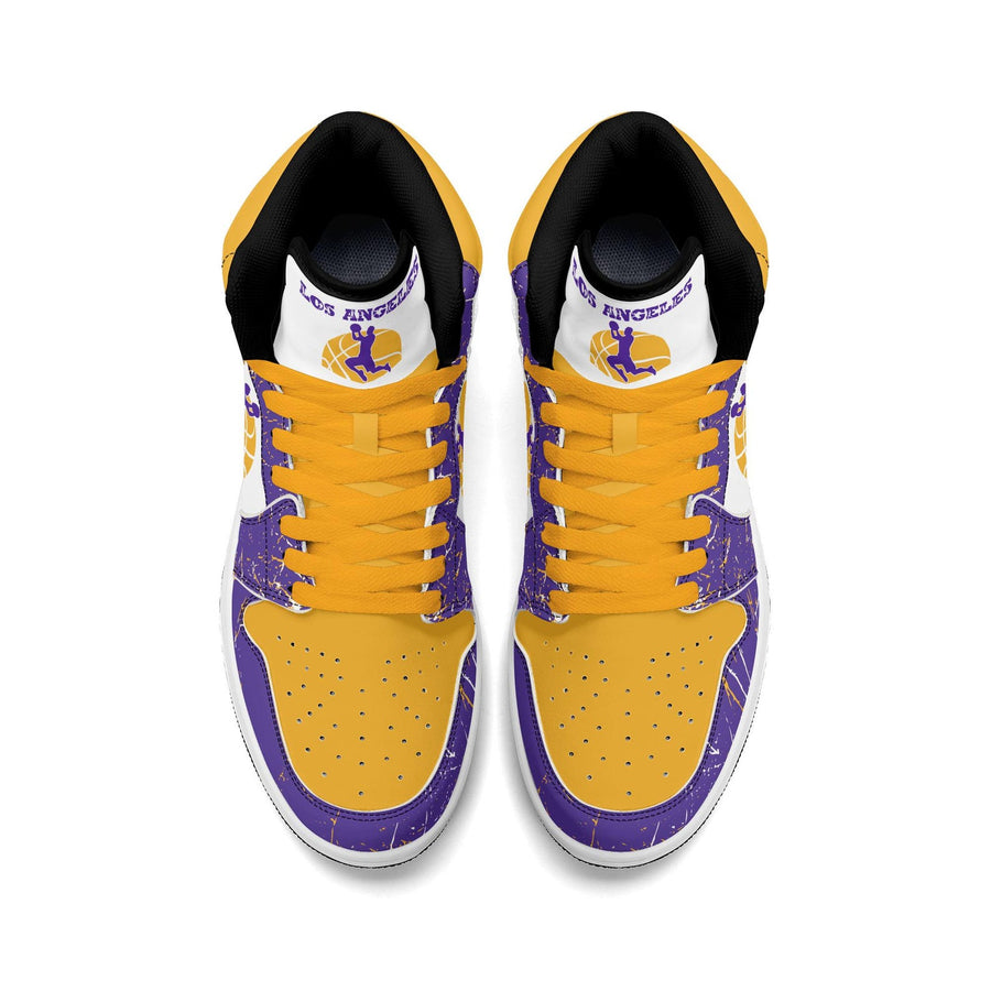 Los Angeles Basketball Team Sneakers for Men & Women Team Themed Basketball Sport Shoes Custom Sneakers LA Purple Gold S