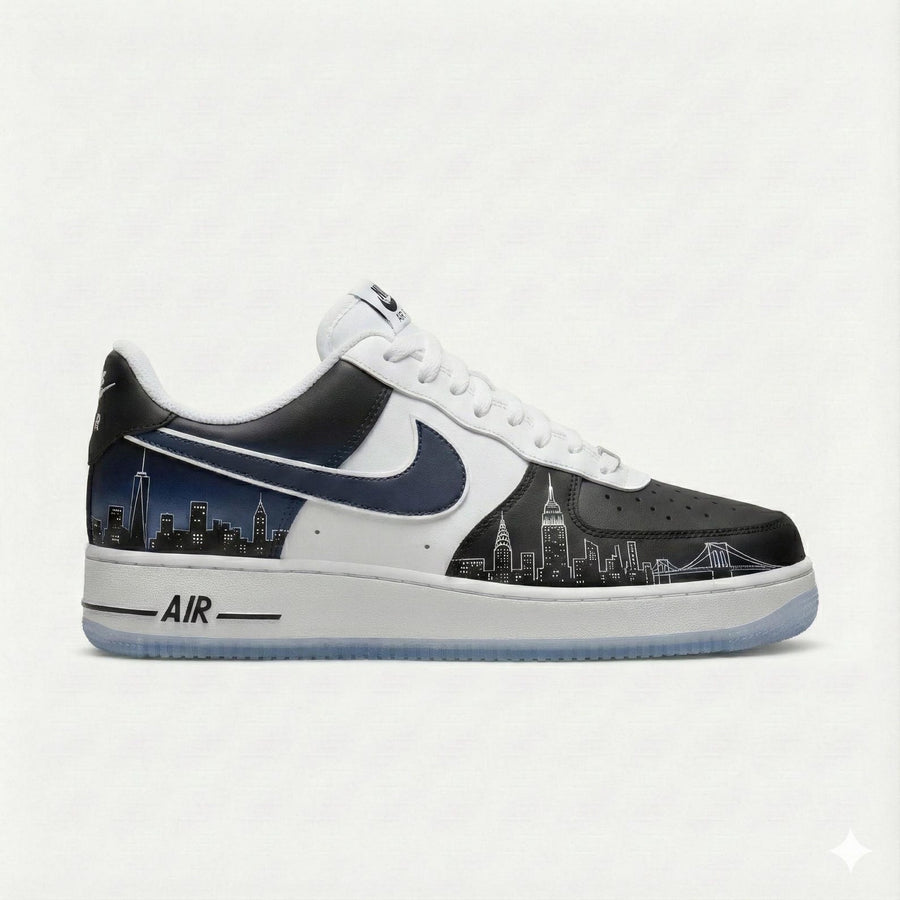 Custom Nike Air Force 1 Shoes | NYC Skyline Night | New York City Sneakers AF1