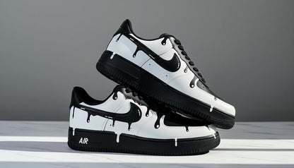 Black Paint Custom Air Force 1 | Hand-Painted Shoes l Father's Day Gift | Birthday Gift for Him | Unique Art Shoes