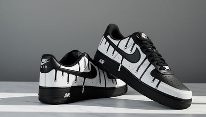 Black Paint Custom Air Force 1 | Hand-Painted Shoes l Father's Day Gift | Birthday Gift for Him | Unique Art Shoes
