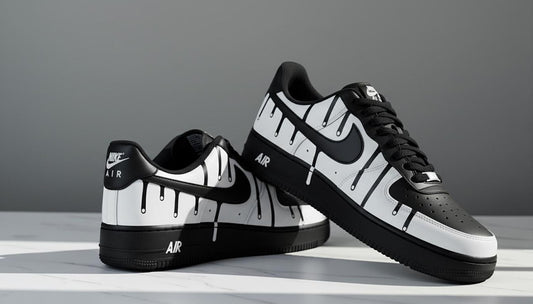 Black Paint Custom Air Force 1 | Hand-Painted Shoes l Father's Day Gift | Birthday Gift for Him | Unique Art Shoes