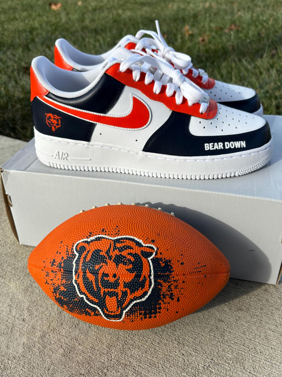 Custom Nike Air Force 1 Chicago Bears “Bear Down” Shoes Orange Navy