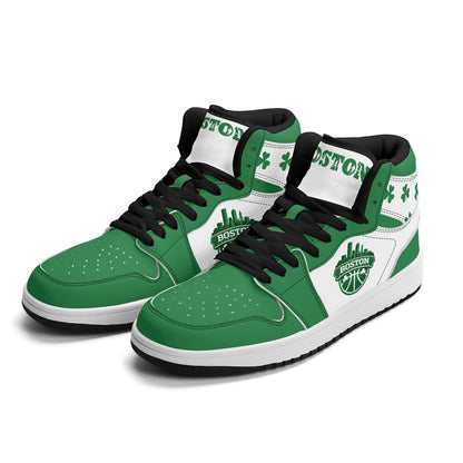 Boston Basketball Team Sneakers for Men & Women Leprechaun Team Themed Basketball Sport Shoes Irish Green White Custom Sneakers Gifts Unisex