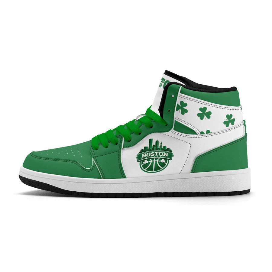 Boston Basketball Team Sneakers for Men & Women Leprechaun Team Themed Basketball Sport Shoes Irish Green White Custom Sneakers Gifts Unisex