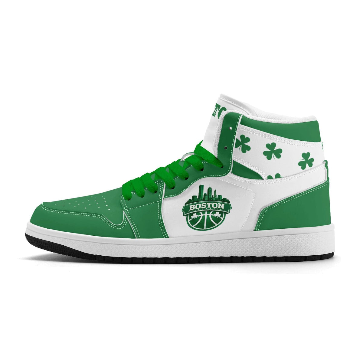 Boston Basketball Team Sneakers for Men & Women Leprechaun Team Themed Basketball Sport Shoes Irish Green White Custom Sneakers Gifts Unisex