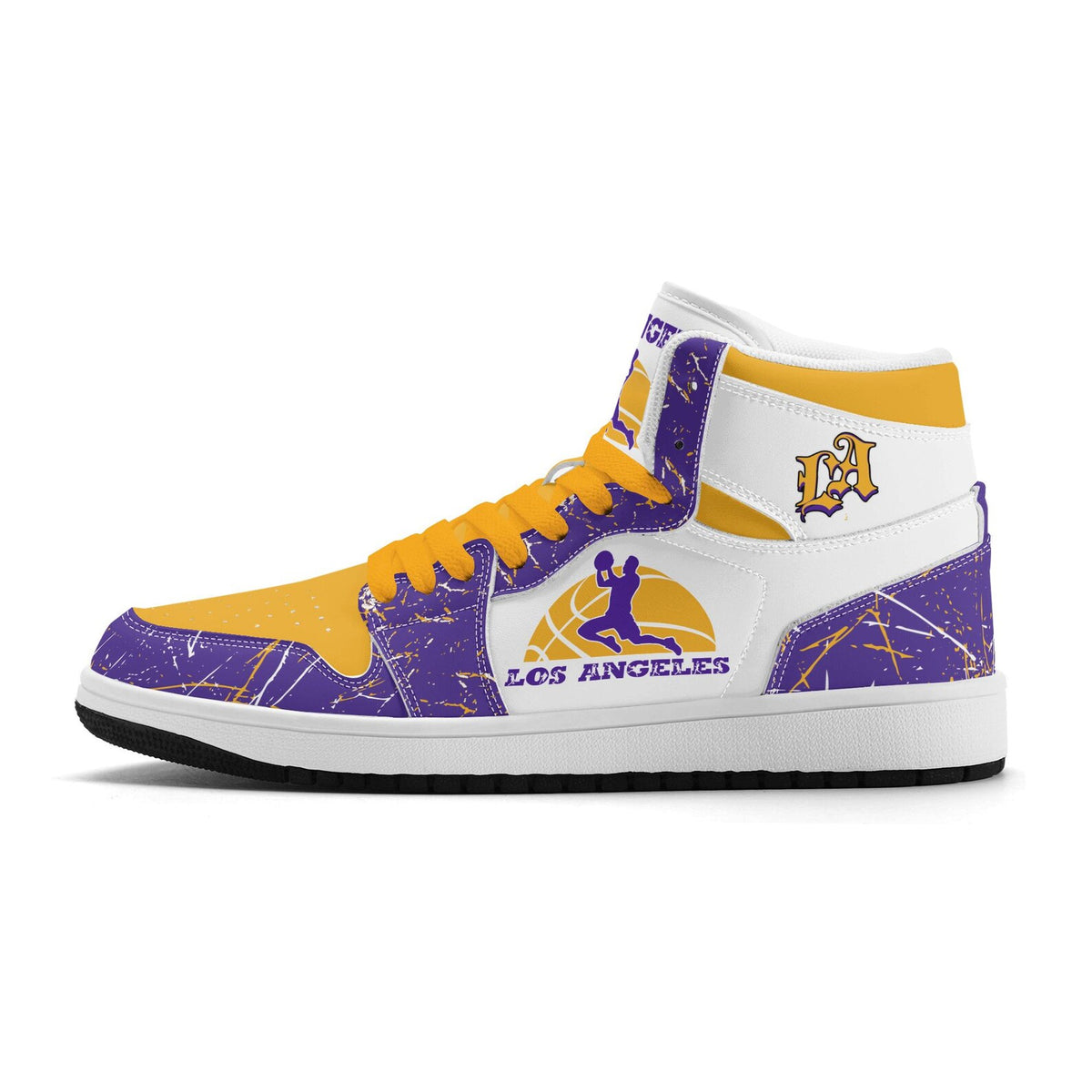 Los Angeles Basketball Team Sneakers for Men & Women Team Themed Basketball Sport Shoes Custom Sneakers LA Purple Gold Sneakers Gifts Unisex