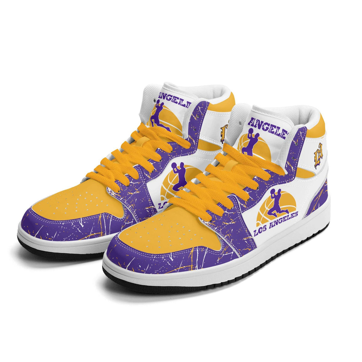 Los Angeles Basketball Team Sneakers for Men & Women Team Themed Basketball Sport Shoes Custom Sneakers LA Purple Gold Sneakers Gifts Unisex