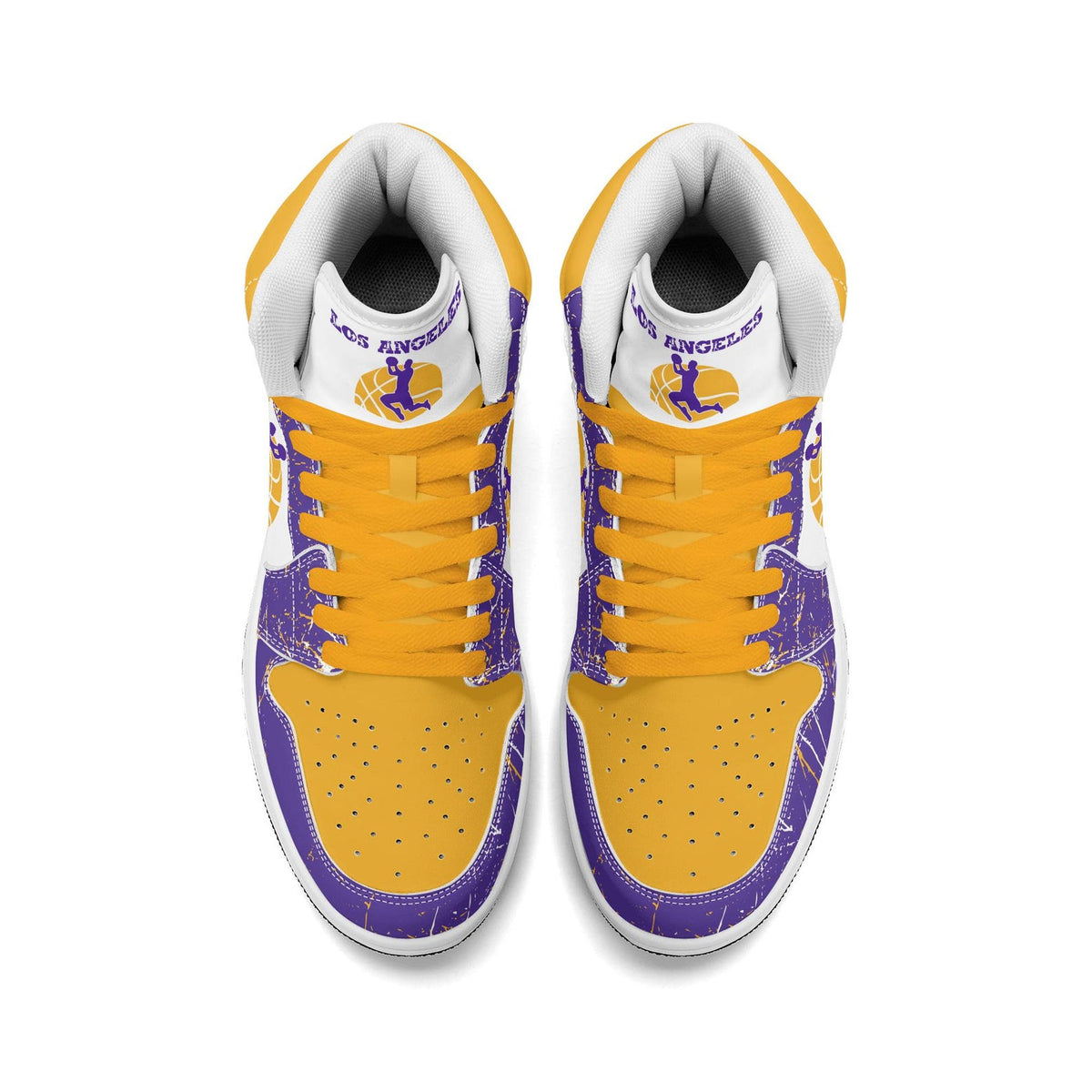 Los Angeles Basketball Team Sneakers for Men & Women Team Themed Basketball Sport Shoes Custom Sneakers LA Purple Gold Sneakers Gifts Unisex