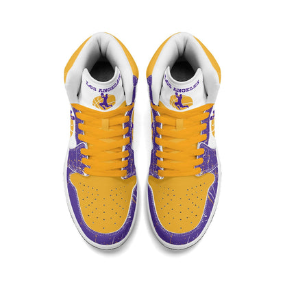Los Angeles Basketball Team Sneakers for Men & Women Team Themed Basketball Sport Shoes Custom Sneakers LA Purple Gold Sneakers Gifts Unisex