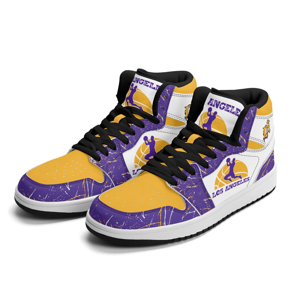 Los Angeles Basketball Team Sneakers for Men & Women Team Themed Basketball Sport Shoes Custom Sneakers LA Purple Gold Sneakers Gifts Unisex