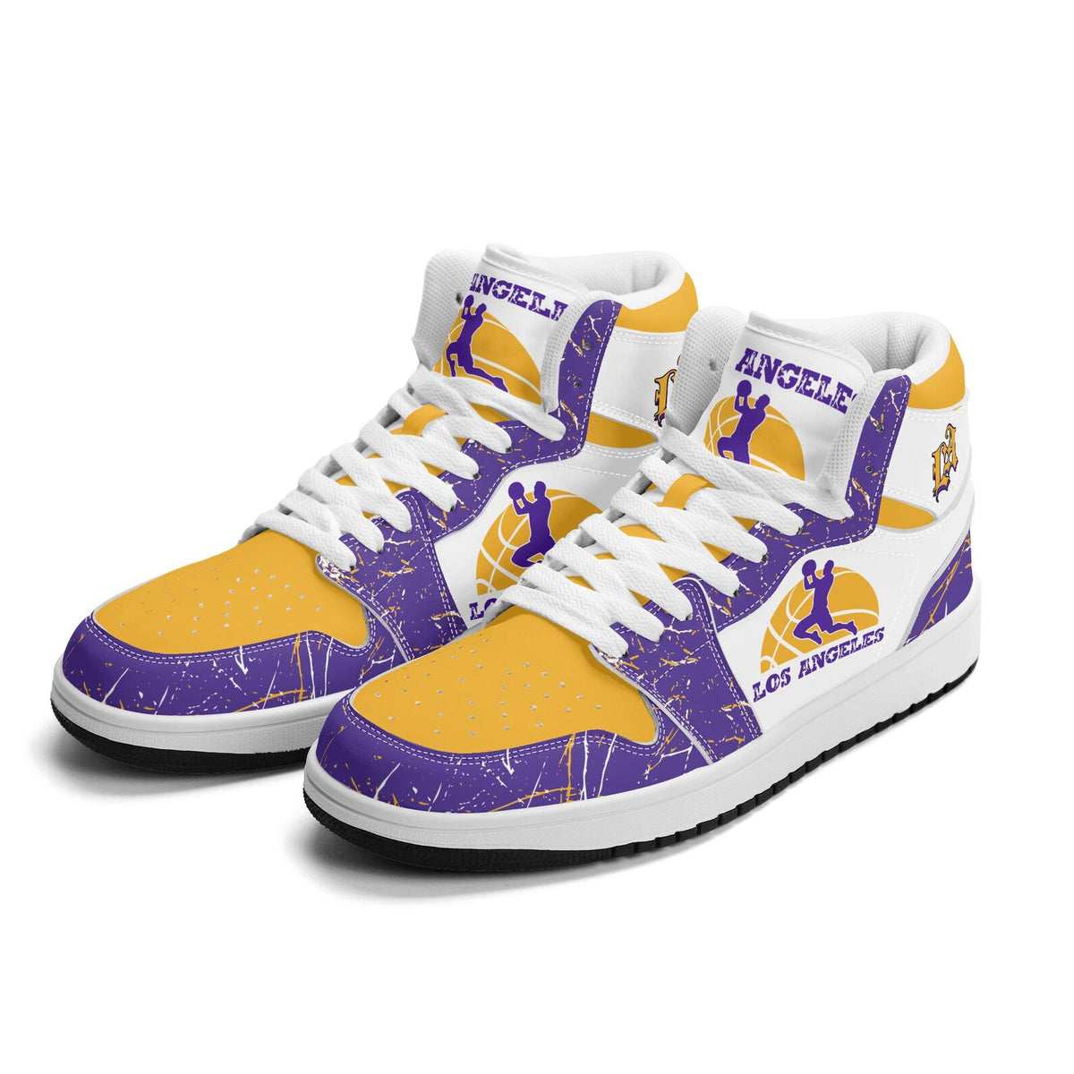Los Angeles Basketball Team Sneakers for Men & Women Team Themed Basketball Sport Shoes Custom Sneakers LA Purple Gold Sneakers Gifts Unisex