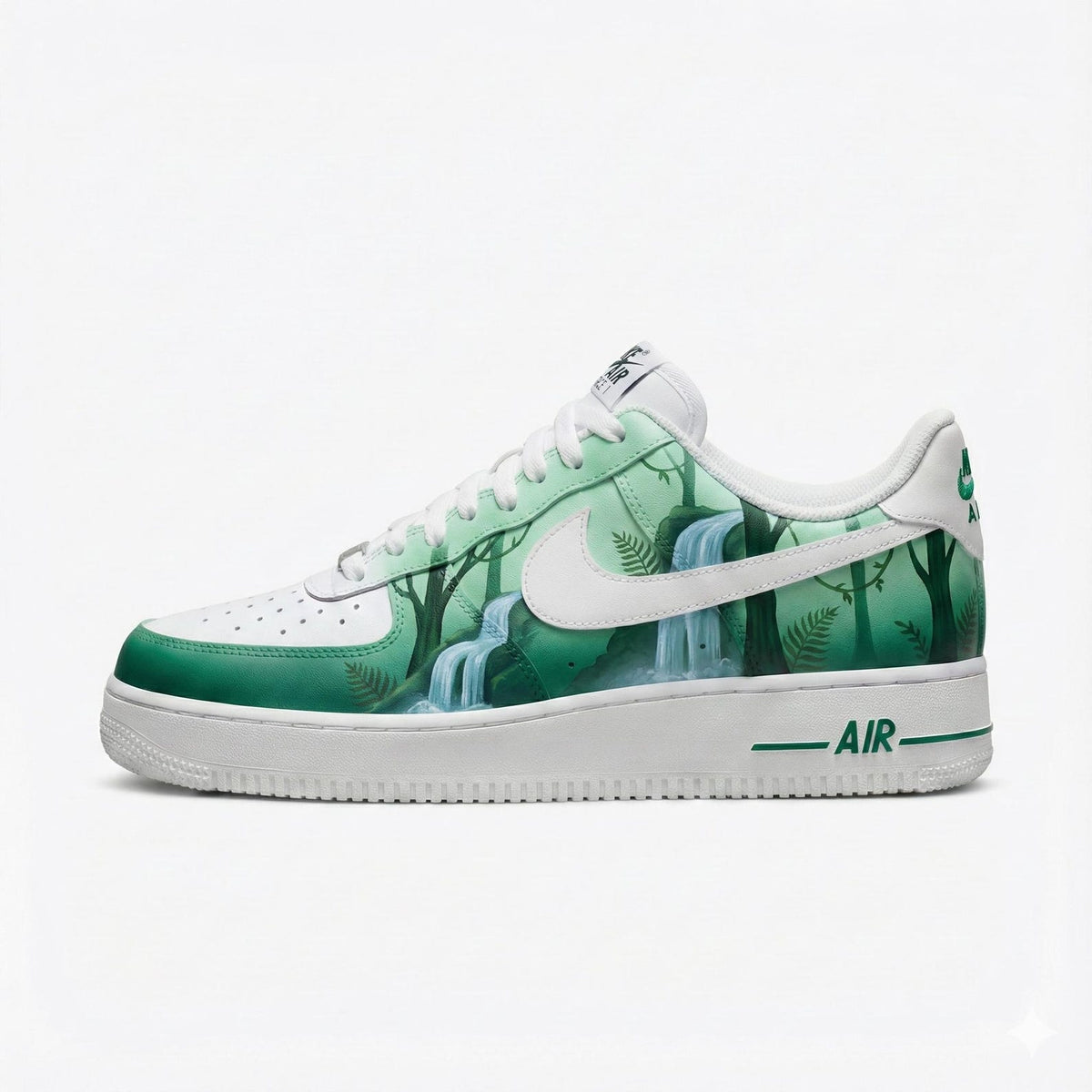 Custom Nike Air Force 1 Shoes | Rainforest Waterfall Green | Rainforest Sneakers AF1