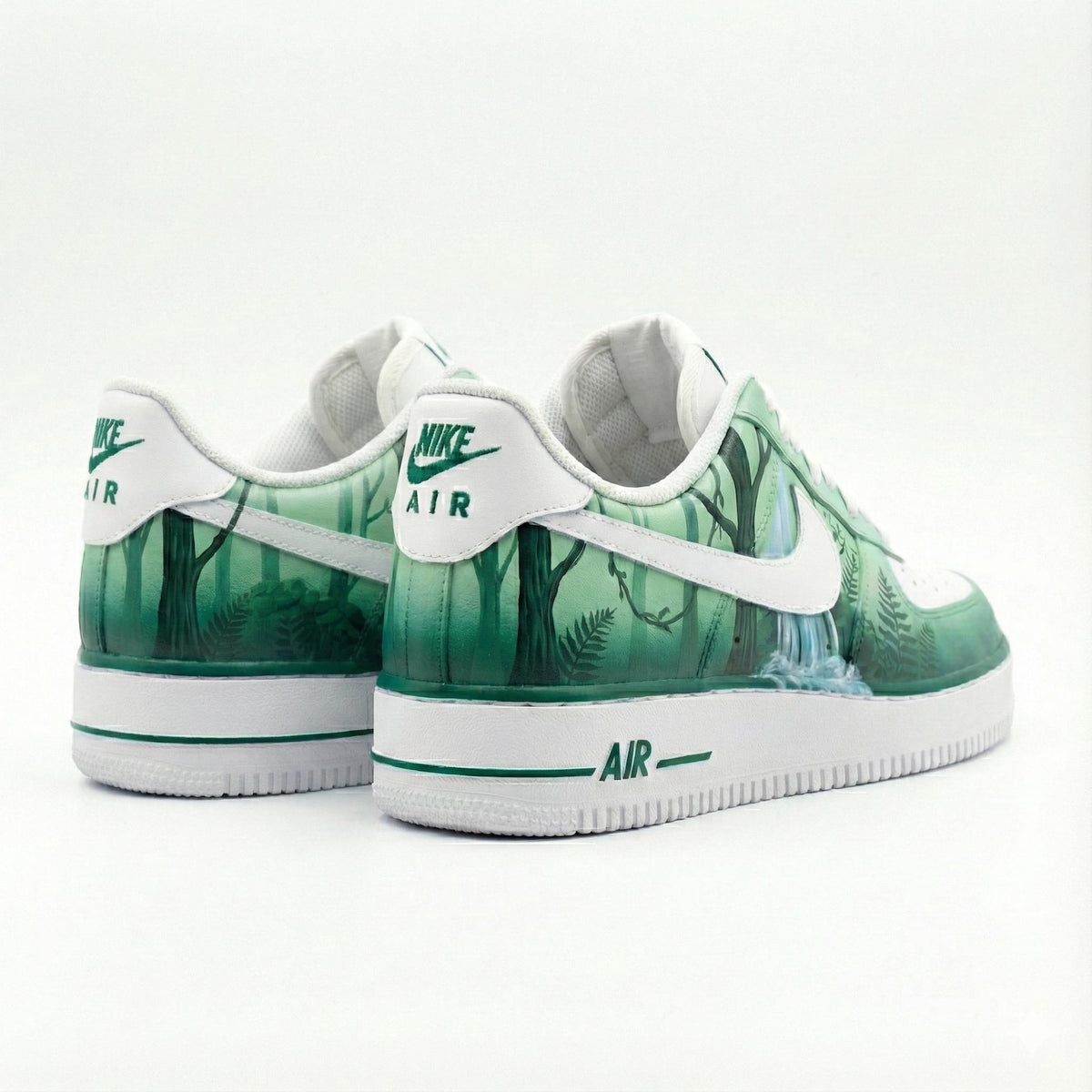 Custom Nike Air Force 1 Shoes | Rainforest Waterfall Green | Rainforest Sneakers AF1