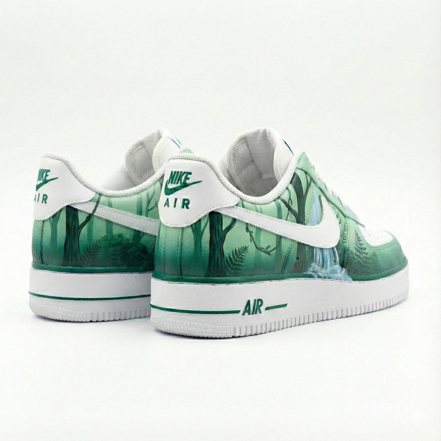 Custom Nike Air Force 1 Shoes | Rainforest Waterfall Green | Rainforest Sneakers AF1