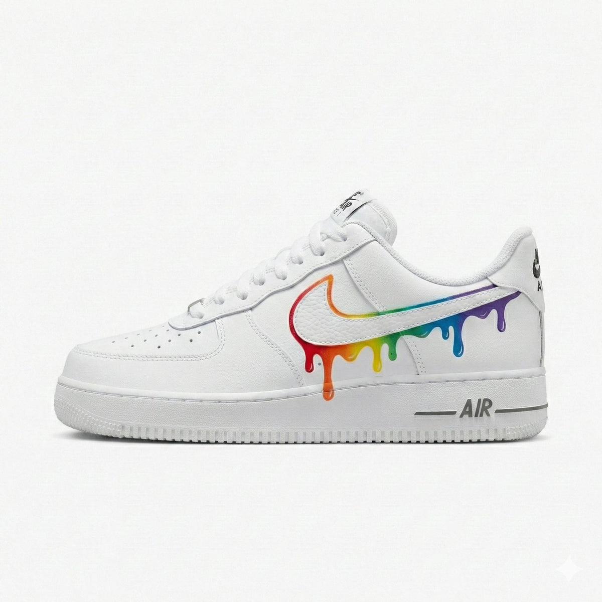 Custom Nike Air Force 1 Shoes | Rainbow Outline Swoosh | Pride Drip Sneakers AF1