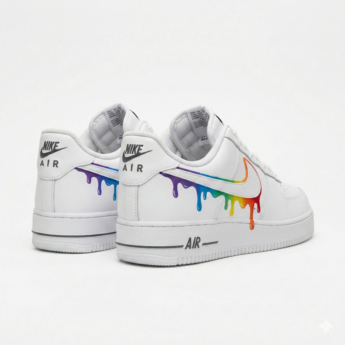 Custom Nike Air Force 1 Shoes | Rainbow Outline Swoosh | Pride Drip Sneakers AF1