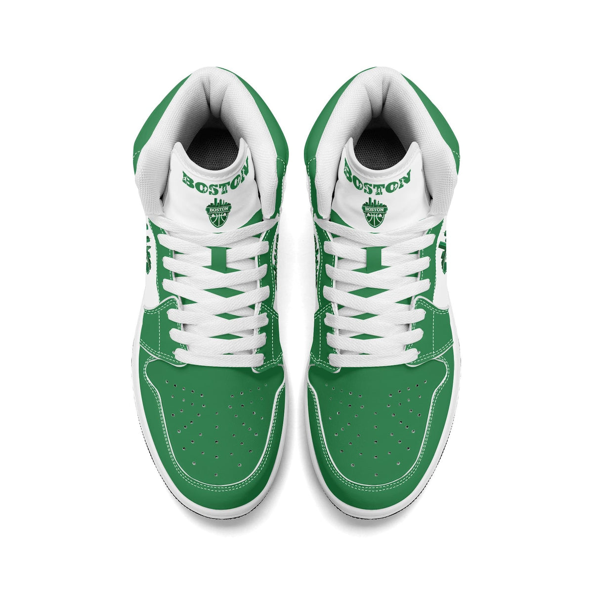 Boston Basketball Team Sneakers for Men & Women Leprechaun Team Themed Basketball Sport Shoes Irish Green White Custom Sneakers Gifts Unisex