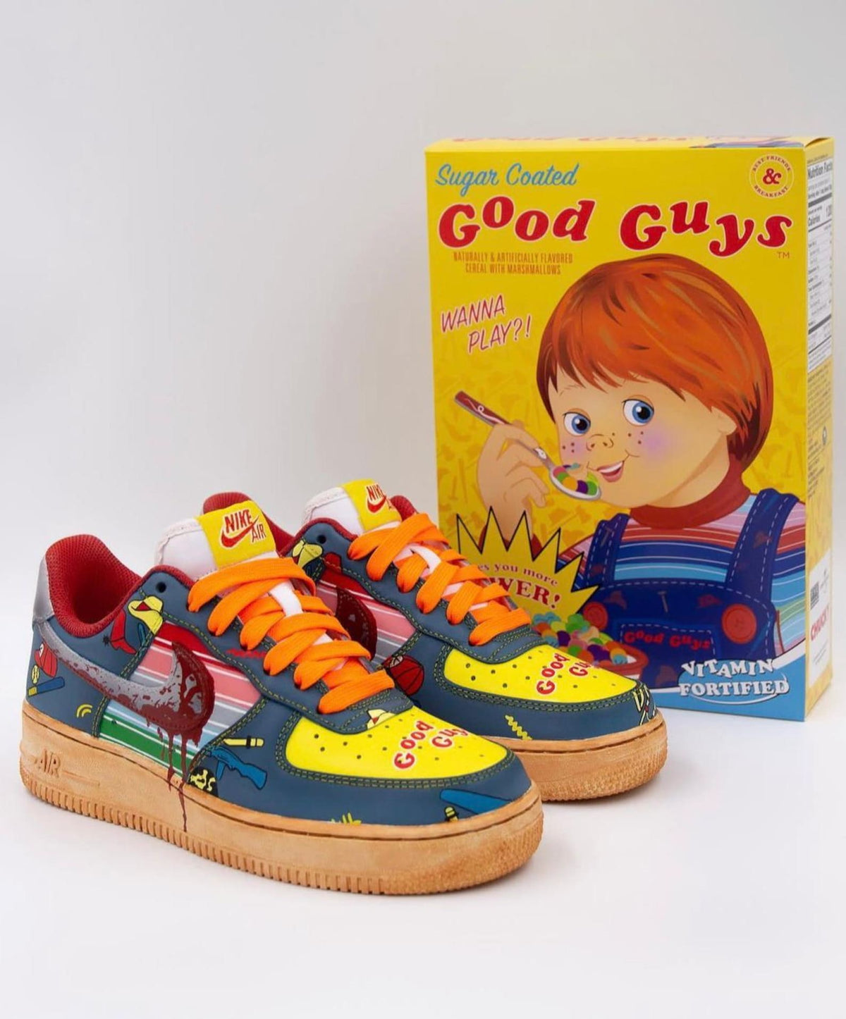 Chucky doll Custom Af1 sneakers hand-painted, custom, shoes, unisex, horror, man, woman, kids, gift