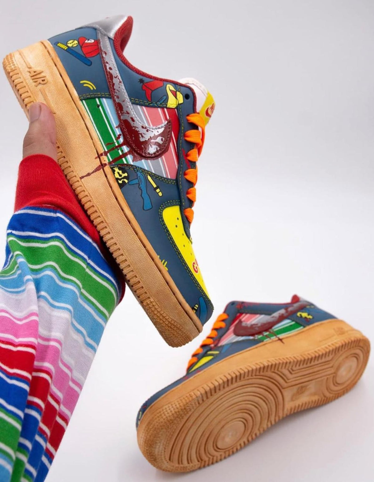 Chucky doll Custom Af1 sneakers hand-painted, custom, shoes, unisex, horror, man, woman, kids, gift