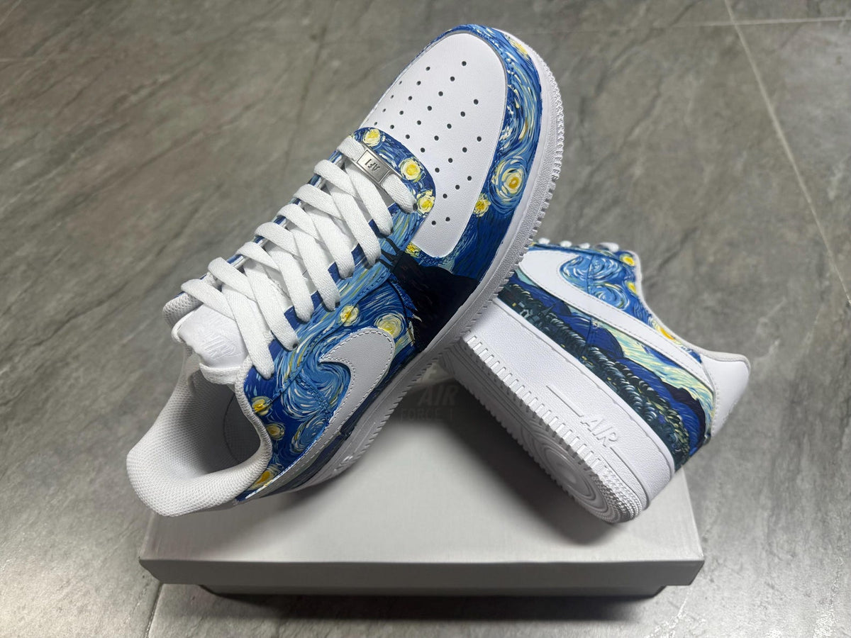 Custom Hand-Painted Nike Air Force 1 Shoes | Van Gogh Starry Night | Art Museum Sneakers AF1