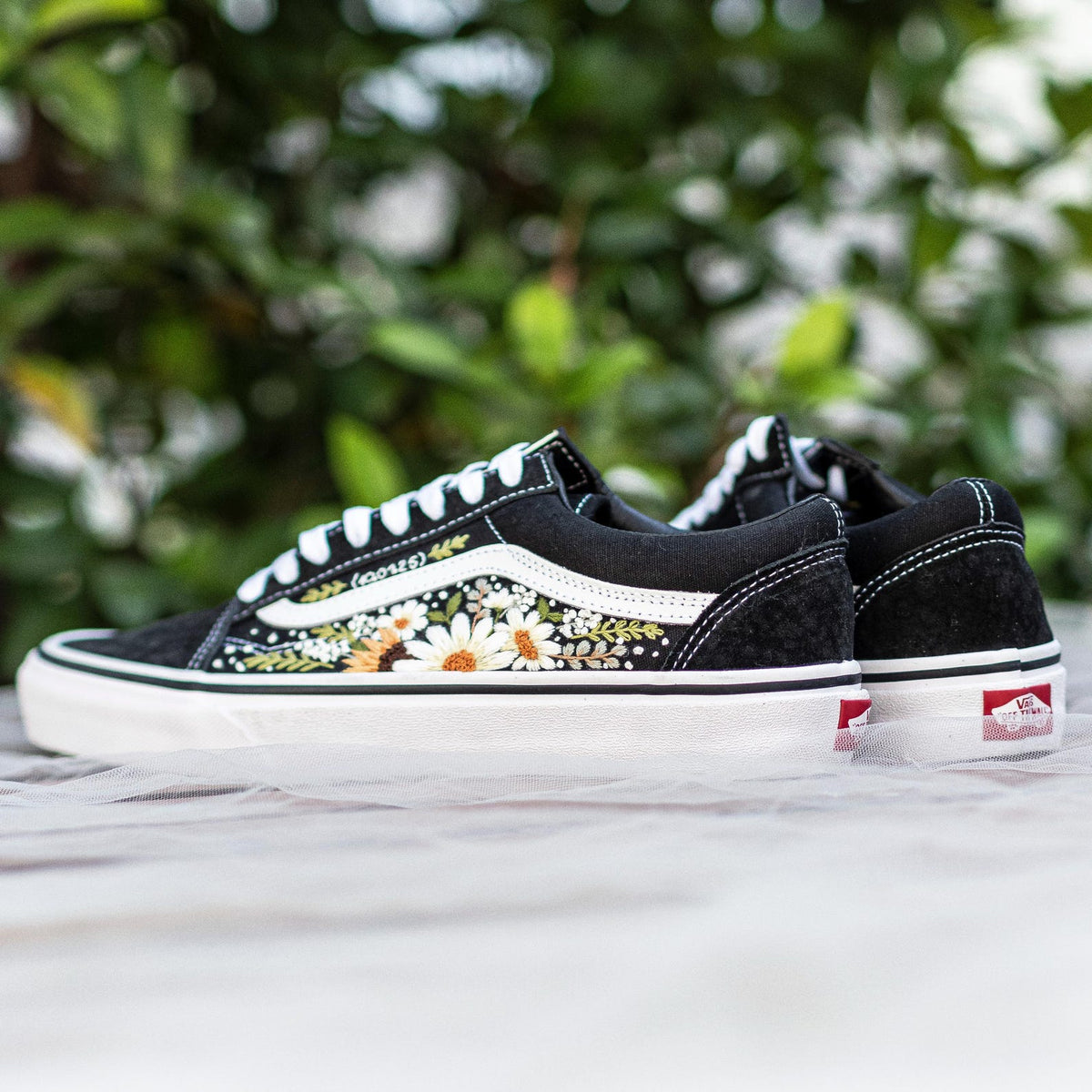 Custom Embroidered Vans: White Floral Sneakers, Gift for Her