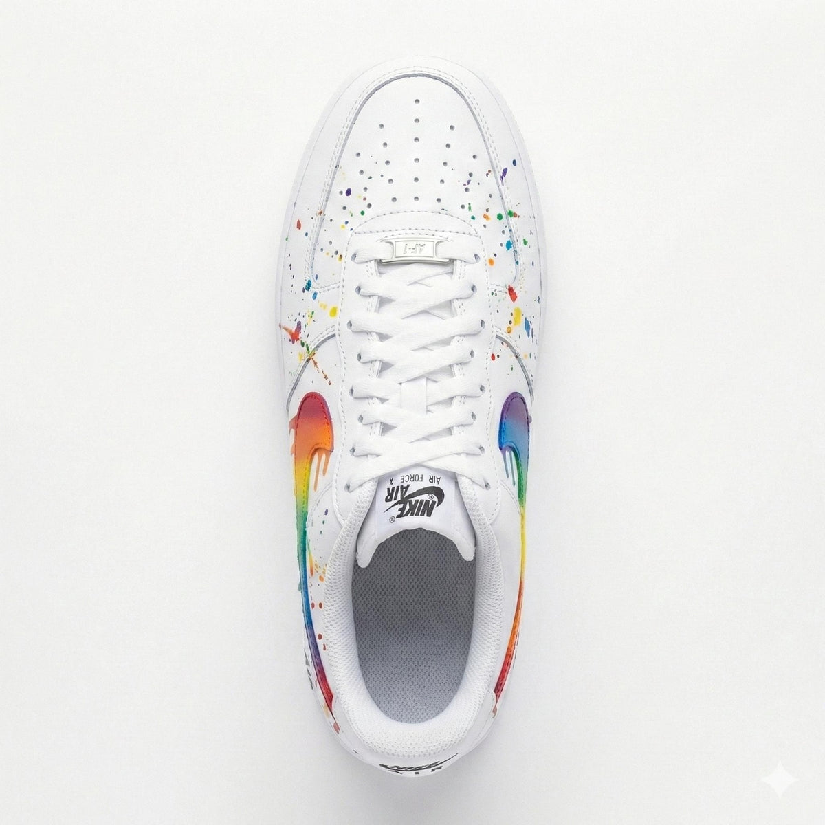 Custom Nike Air Force 1 Shoes | Rainbow Swoosh Paint Splatter | Pride Sneakers AF1