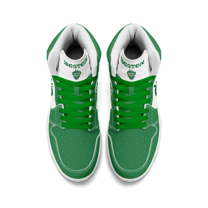Boston Basketball Team Sneakers for Men & Women Leprechaun Team Themed Basketball Sport Shoes Irish Green White Custom Sneakers Gifts Unisex