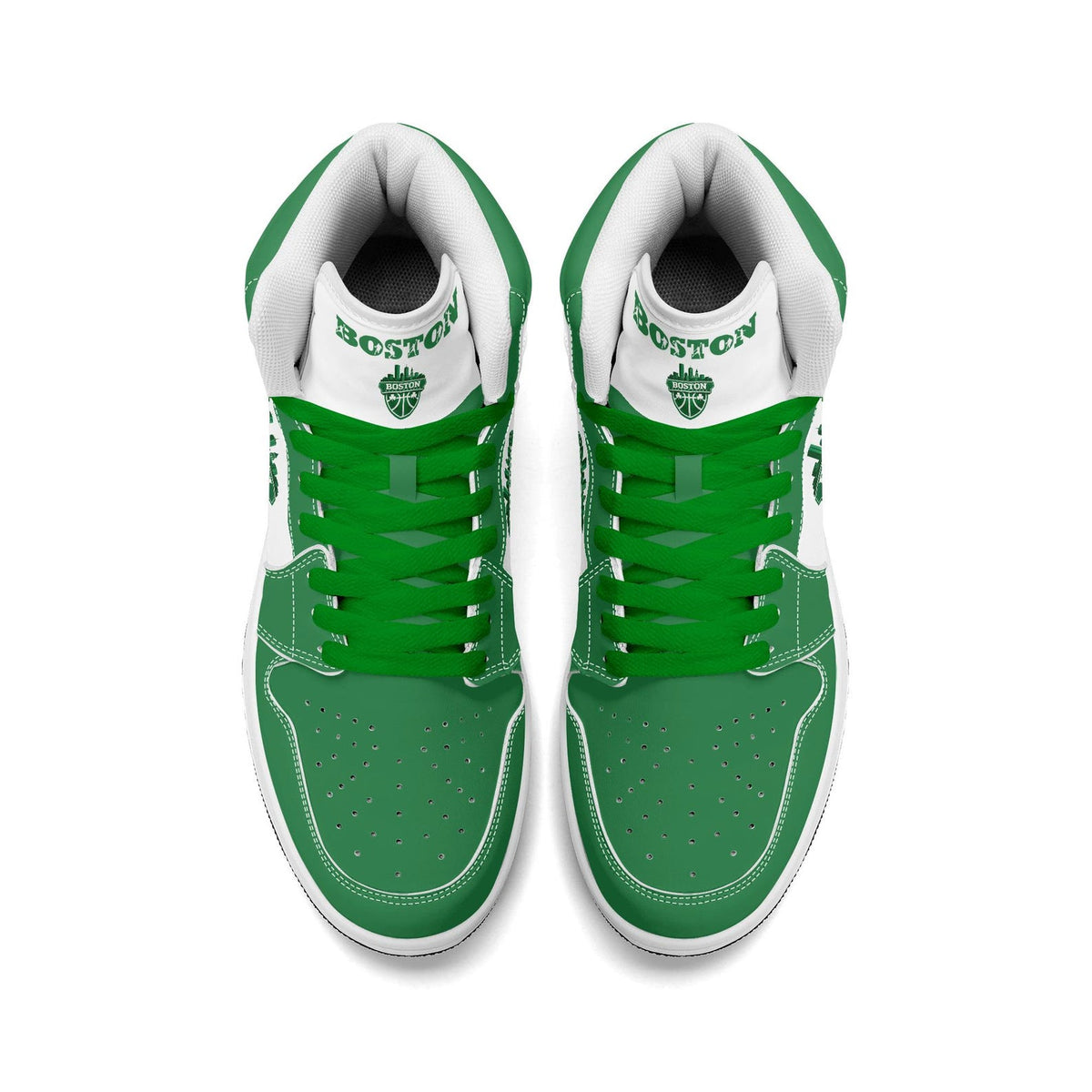 Boston Basketball Team Sneakers for Men & Women Leprechaun Team Themed Basketball Sport Shoes Irish Green White Custom Sneakers Gifts Unisex